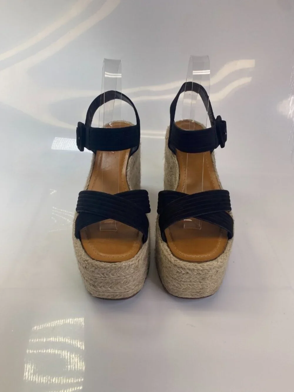 Schutz Women's Black Blisse Nubuck Espadrille Wedge Sandal Sz 9